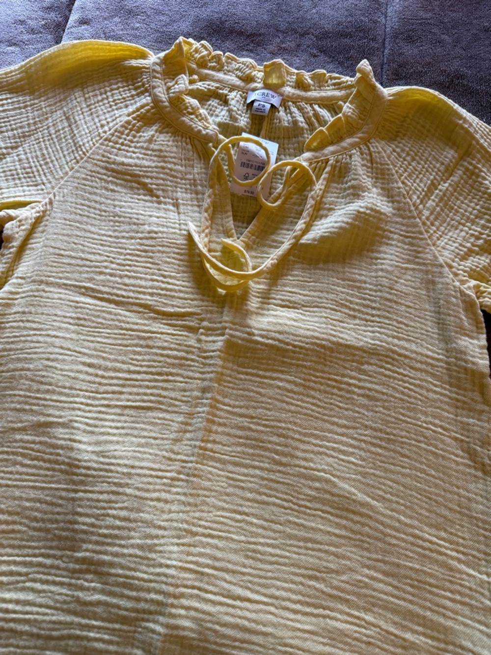 J. Crew Pale Yellow Ruffle Tie-Front Blouse